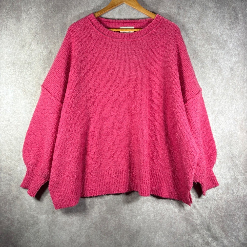 Fantastic Fawn Sweater Womens Medium Pink Blushy Cozy Knit Oversized Boho NEW